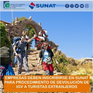 EMPRESAS DEBEN INSCRIBIRSE EN SUNAT PARA PROCEDIMIENTO DE DEVOLUCIÓN DE IGV A TURISTAS EXTRANJEROS